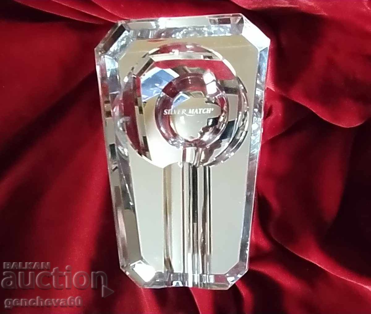 Crystal Cigar Ashtray "SILVER MATCH"