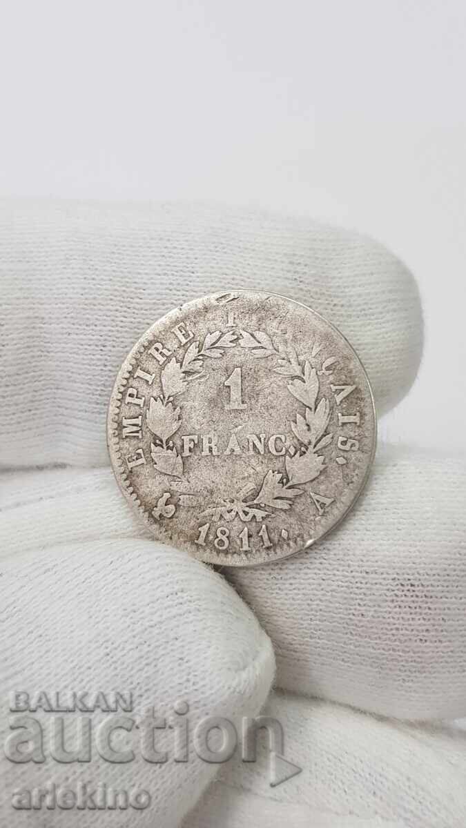 Delivery of Rare silver coin 1 franc 1811 with Napoleon Bonaparte Delivery of Rare silver coin 1 franc 1811 with Napoleon Bonaparte