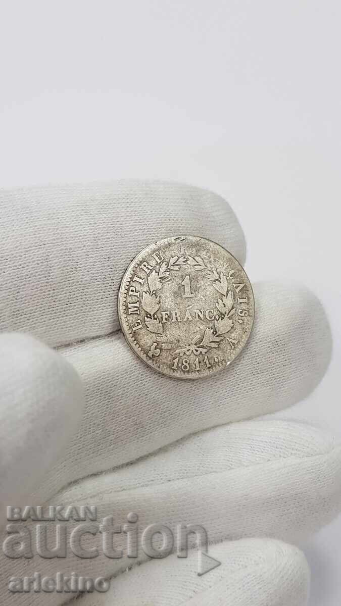 Rare silver coin 1 franc 1811 with Napoleon Bonaparte - 6 Rare silver coin 1 franc 1811 with Napoleon Bonaparte - 6