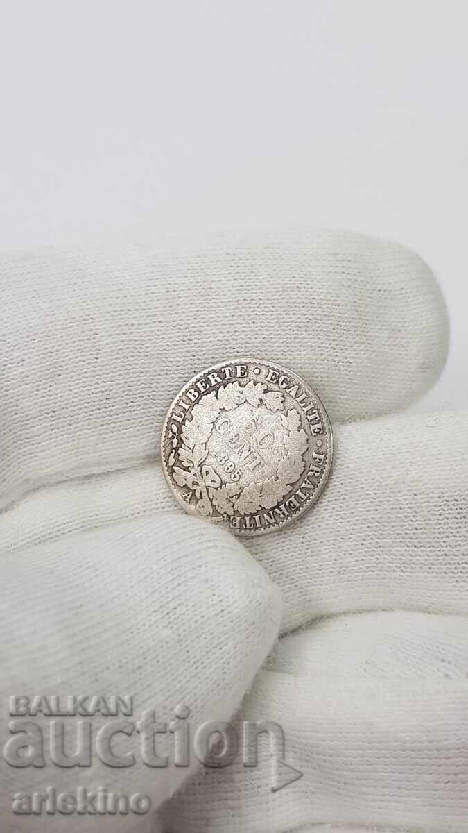 Auction Collectible Silver Coin 50 Cents 1895 France Auction Collectible Silver Coin 50 Cents 1895 France