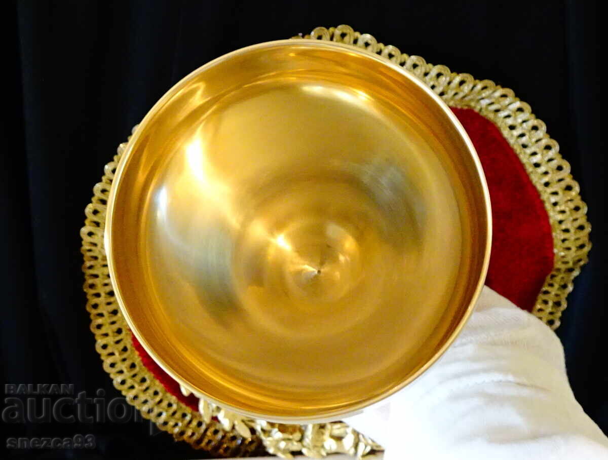 Bronze wine/champagne glass, 21 cm, 280 ml, gold plating with price 79.00 BGN | € 40.39