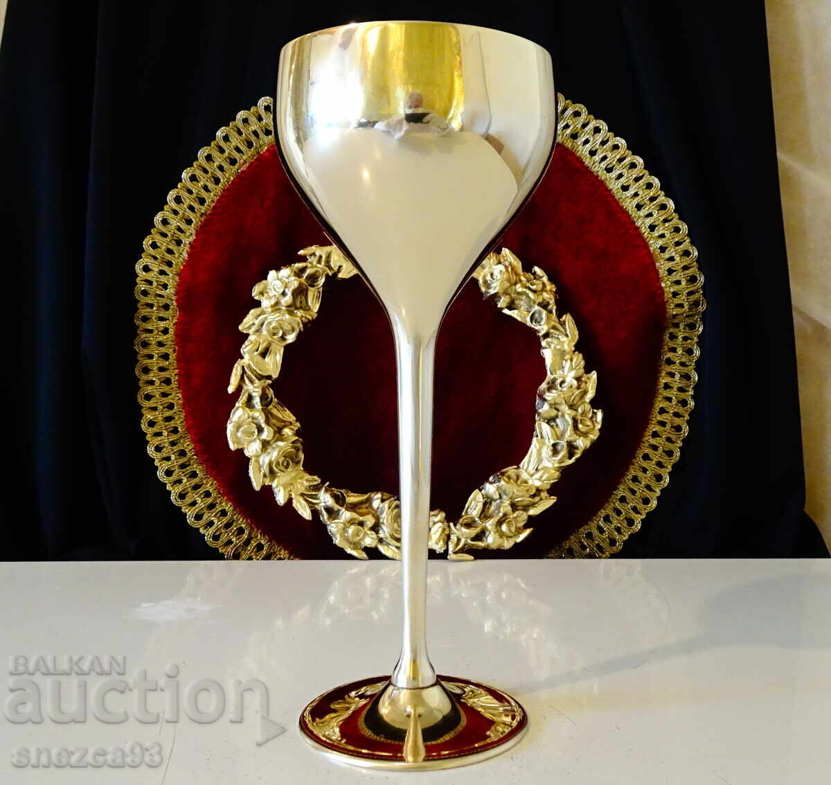 Bronze wine/champagne glass, 21 cm, 280 ml, gold plating