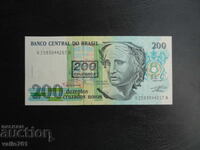 BRAZIL 200 CRUZADOS OVERPRINT (200) 1990 NEW UNC