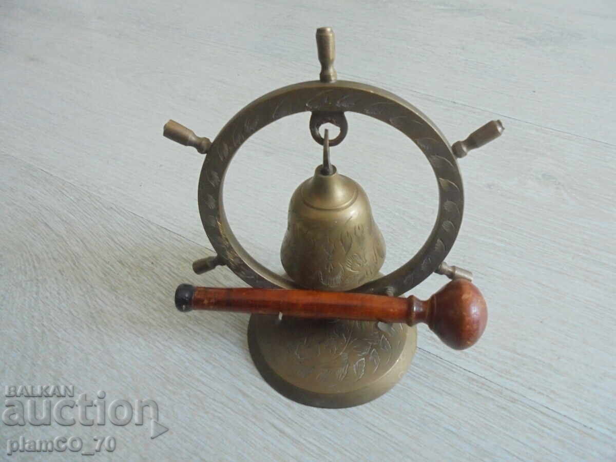 №*8393 Παλιό επιτραπέζιο κουδούνι με ξύλινο σφυράκι