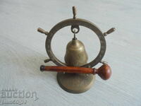 №*8393 Παλιό επιτραπέζιο κουδούνι με ξύλινο σφυράκι