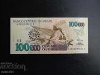 BRAZIL 100000 CRUZEIROS OVERPRINT (100) 1993 NEW UNC