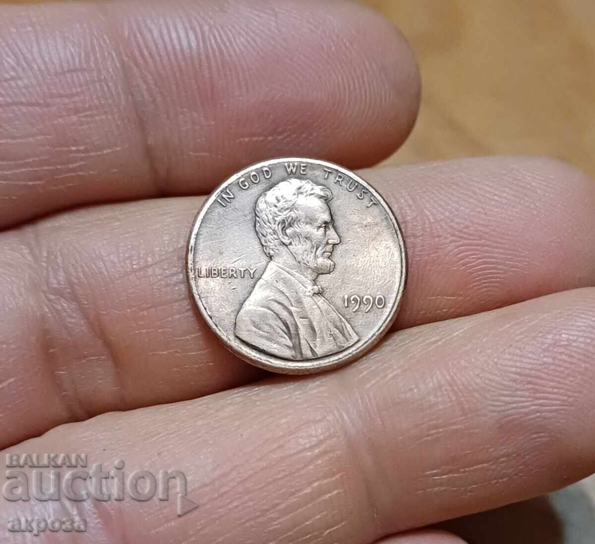 1 цент САЩ 1990 нециркулирал