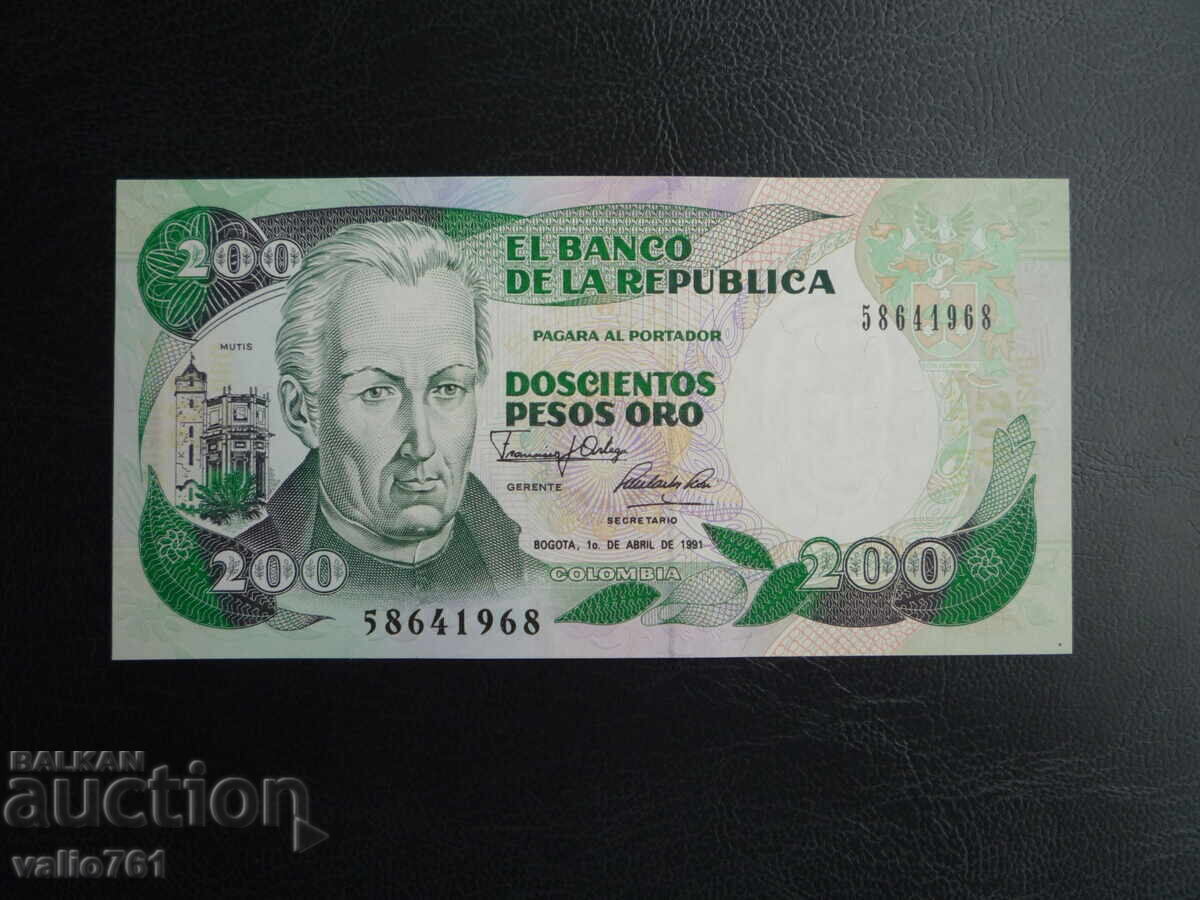 COLUMBIA 200 PESOS 1991 NOUĂ UNC