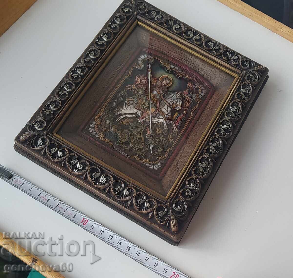 Икона на Св. Георги Победоносец/сертификат дърворезба Икона на Св. Георги Победоносец/сертификат дърворезба