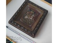 Icoană Sf. Gheorghe Biruitorul/certificat sculptură în lemn