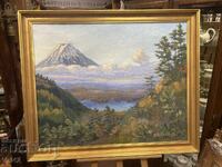 Τοπίο με βουνό και λίμνη