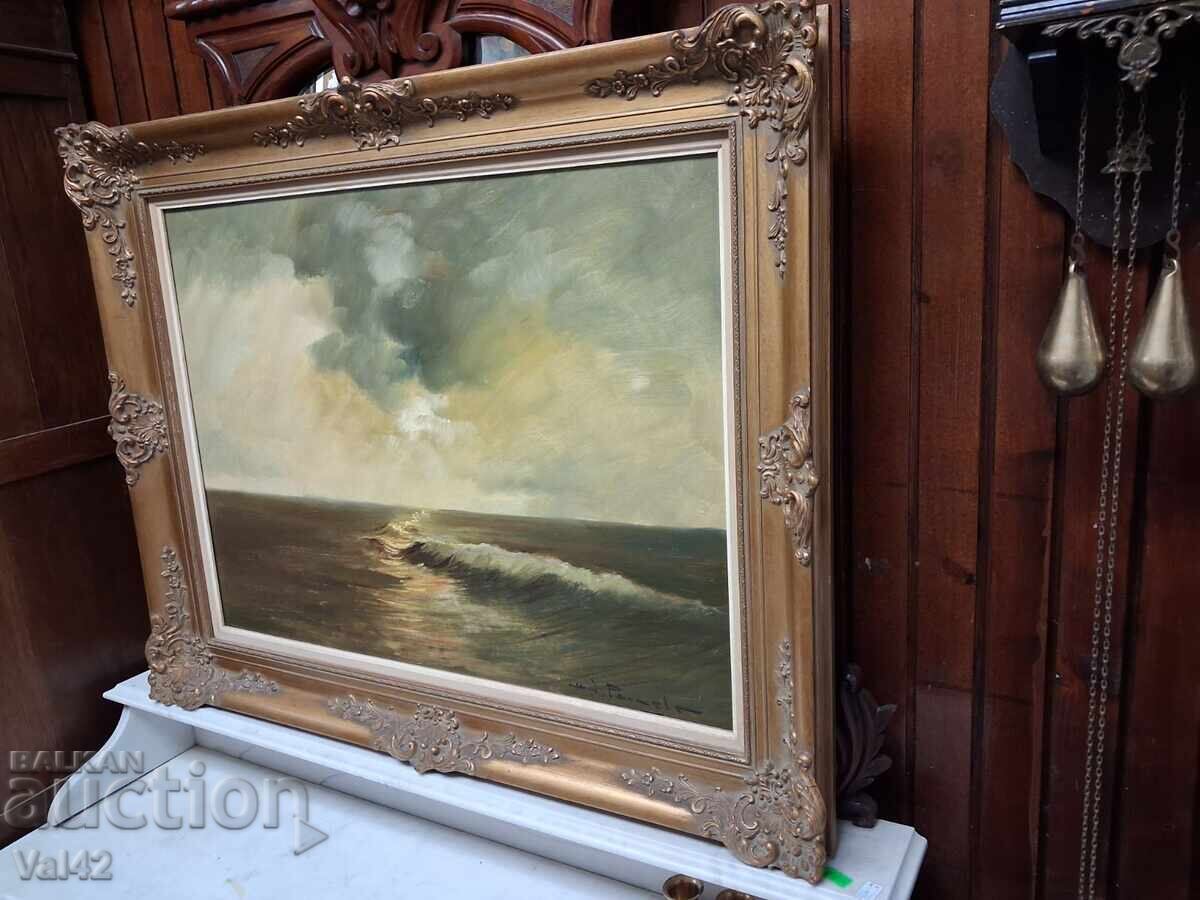 Παράδοση Θαλασσινό τοπίο σε στιβαρό μπαρόκ πλαίσιο Παράδοση Θαλασσινό τοπίο σε στιβαρό μπαρόκ πλαίσιο