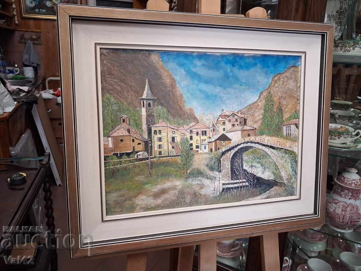 Τοπίο με πέτρινη γέφυρα και ορεινό χωριό με τιμή 33.00 BGN | € 16.87 Τοπίο με πέτρινη γέφυρα και ορεινό χωριό με τιμή 33.00 BGN | € 16.87