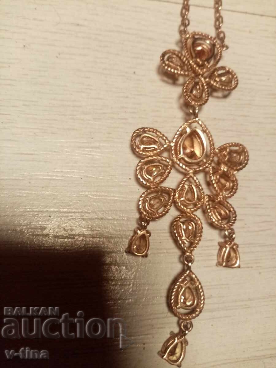 Δημοπρασία Ασημένιο επιχρυσωμένο κολιέ περιδέραιο κόσμημα πέτρες