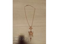 Colier argint placat cu aur, pandantiv, bijuterie, pietre