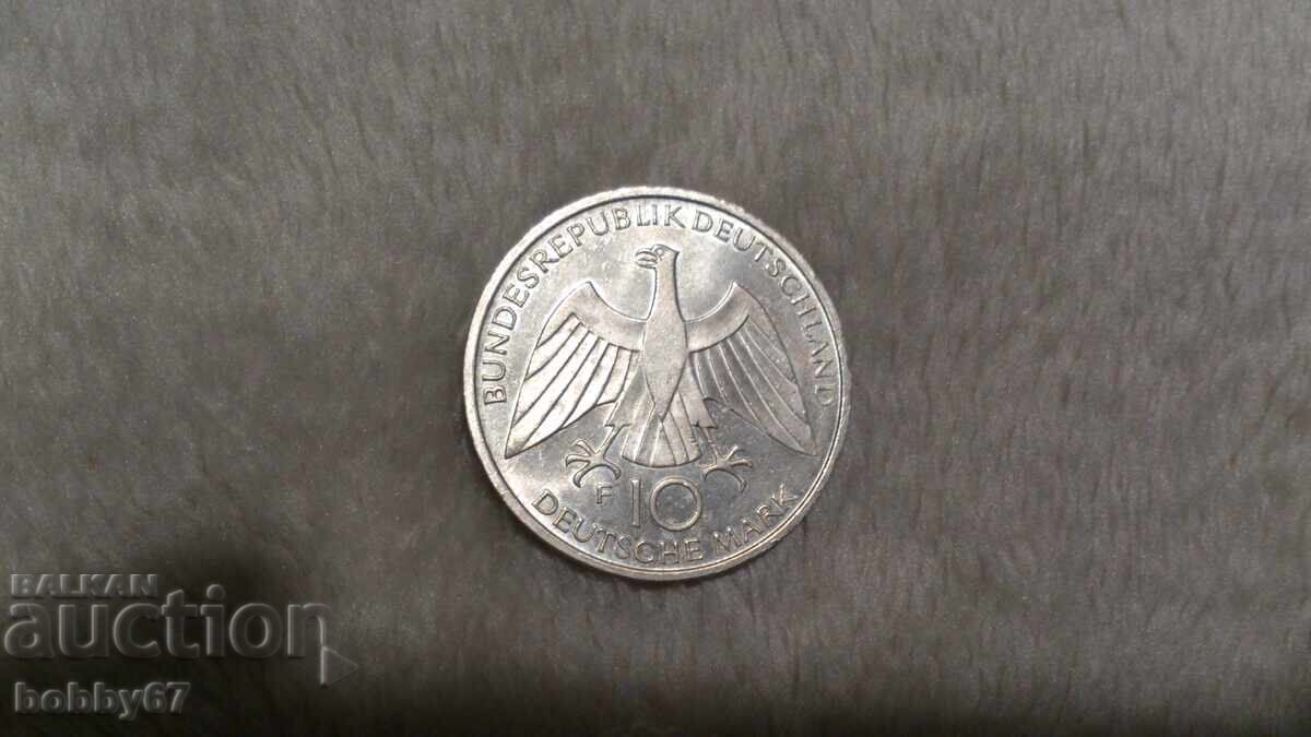Аукцион Отлично запазена сребърна монета от 10 марки 1972 - F година Аукцион Отлично запазена сребърна монета от 10 марки 1972 - F година