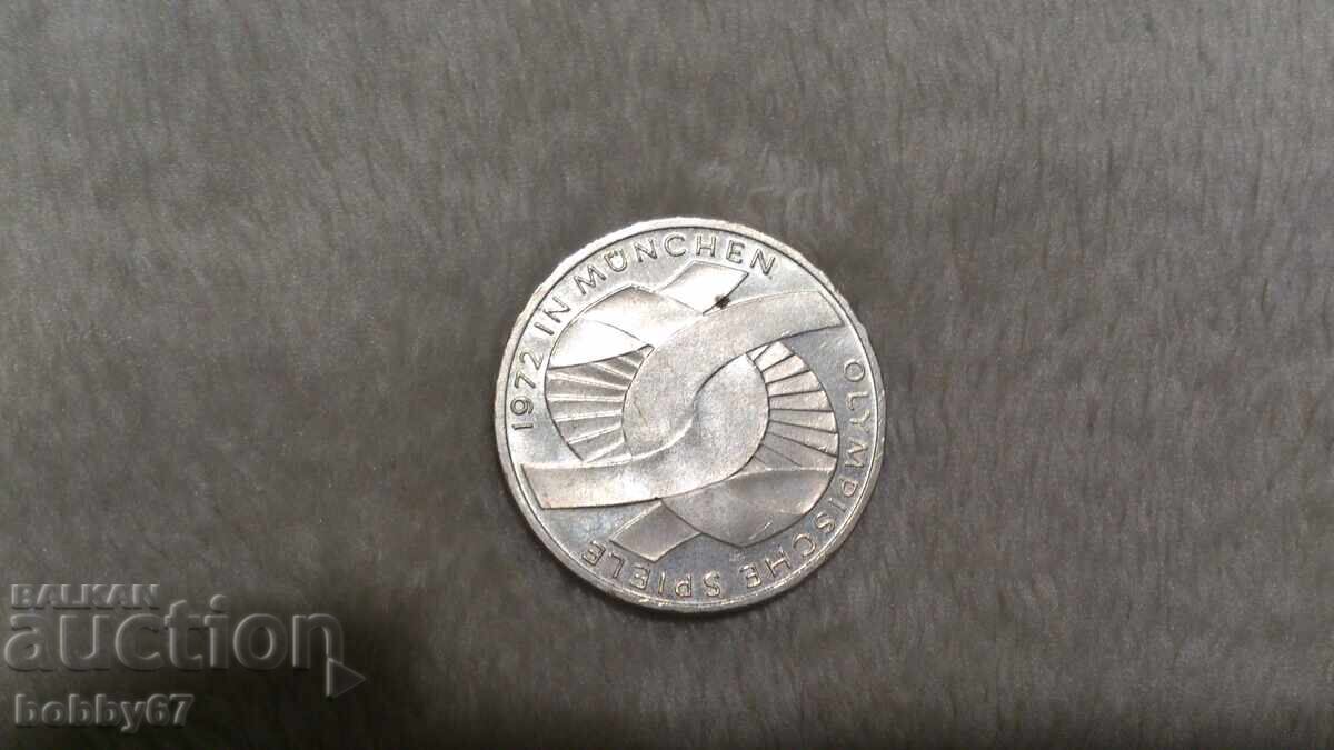 Отлично запазена сребърна монета от 10 марки 1972 - F година - 5 Отлично запазена сребърна монета от 10 марки 1972 - F година - 5