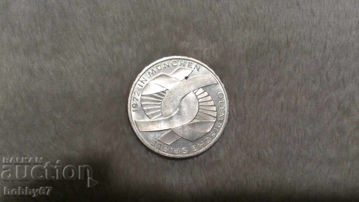 Отлично запазена сребърна монета от 10 марки 1972 - F година - 6 Отлично запазена сребърна монета от 10 марки 1972 - F година - 6