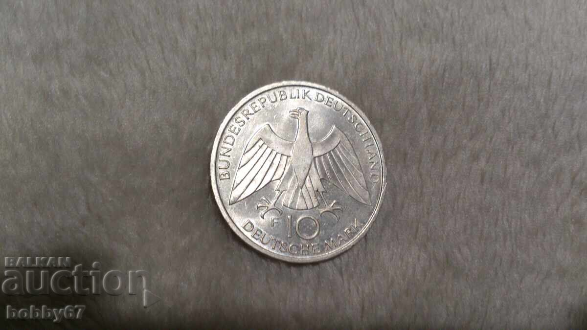 Отлично запазена сребърна монета от 10 марки 1972 - F година Отлично запазена сребърна монета от 10 марки 1972 - F година