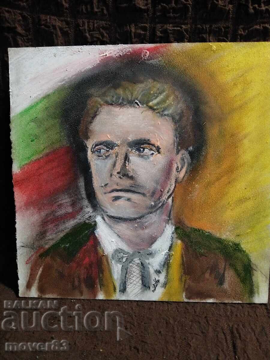 Amateur portrait/drawing. Vasil Levski. Oil pastel