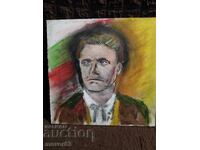 Amateur portrait/drawing. Vasil Levski. Oil pastel
