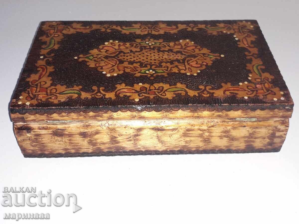 Auction  OLD BOX. PYROGRAPHY