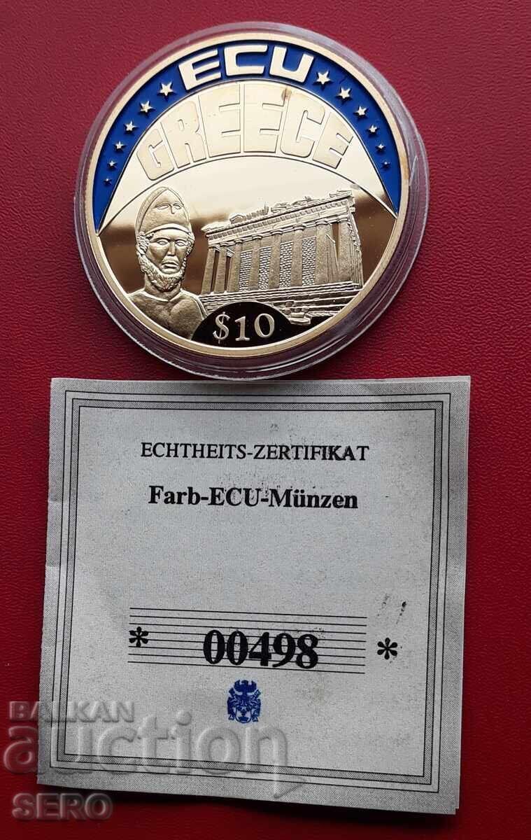 Либерия-10 долара 2002-Гърция Либерия-10 долара 2002-Гърция