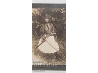 Βουλγαρική ταχυδρομική φωτογραφική κάρτα γυναίκα "Βοεβόδα" 1923 σπαθί