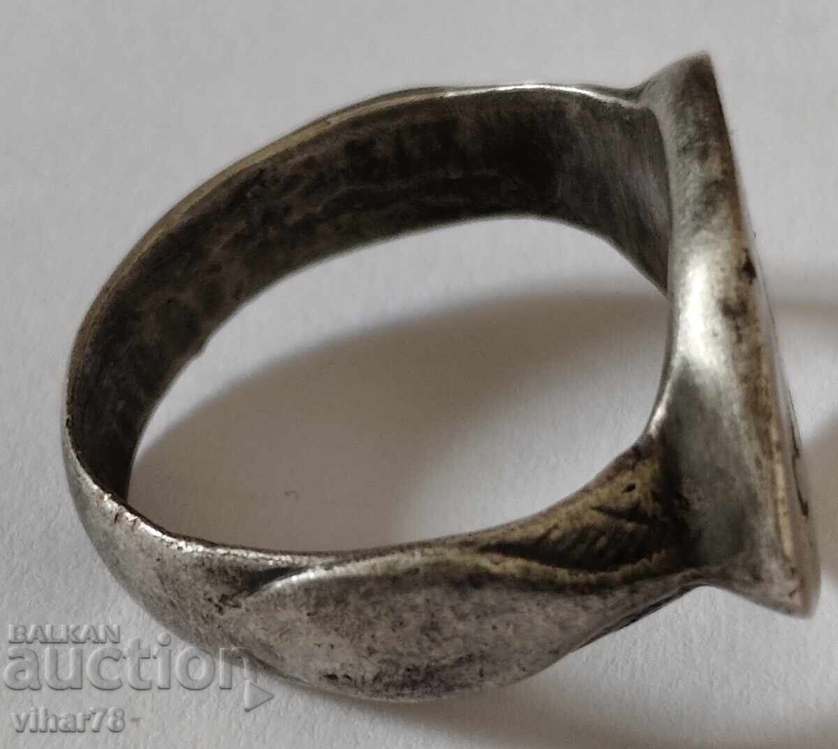 Ασημένιο δαχτυλίδι αντίκα με σφραγίδα - 6