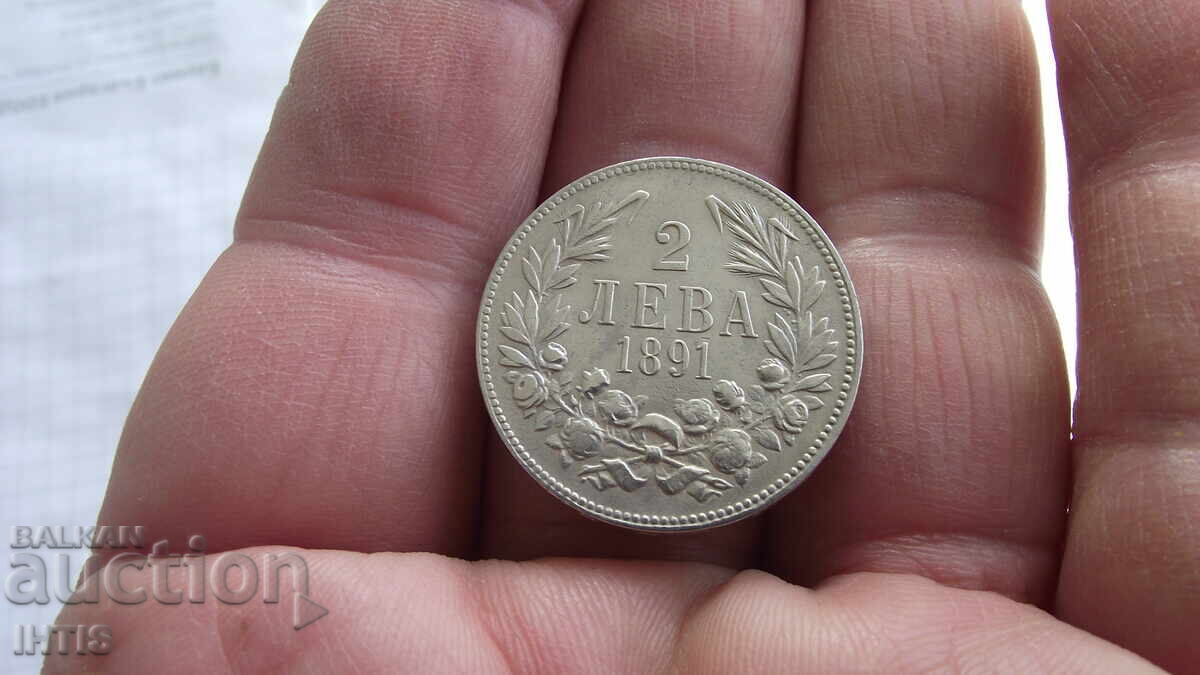 COIN-COIN 2 leva 1891 - excellent coin - /silver/ - from 0.01 st - 6