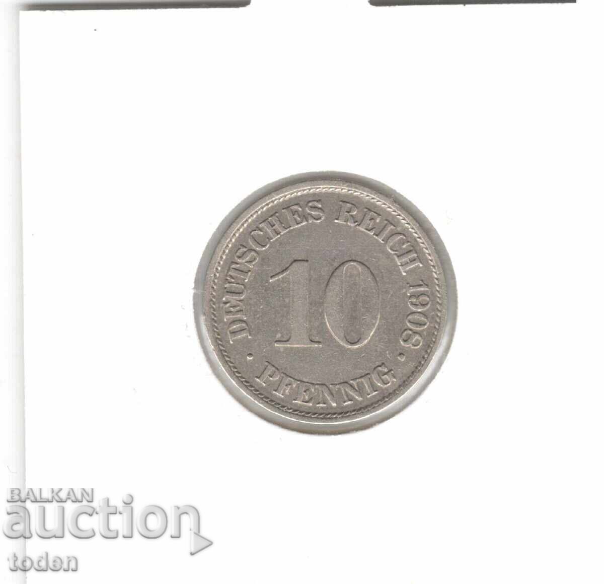 Auction  Germany-10 Pfennig-1908 A-KM# 12-Wilhelm II-small shield