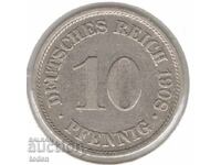 Γερμανία-10 Pfennig-1908 A-KM# 12-Wilhelm II-μικρή ασπίδα