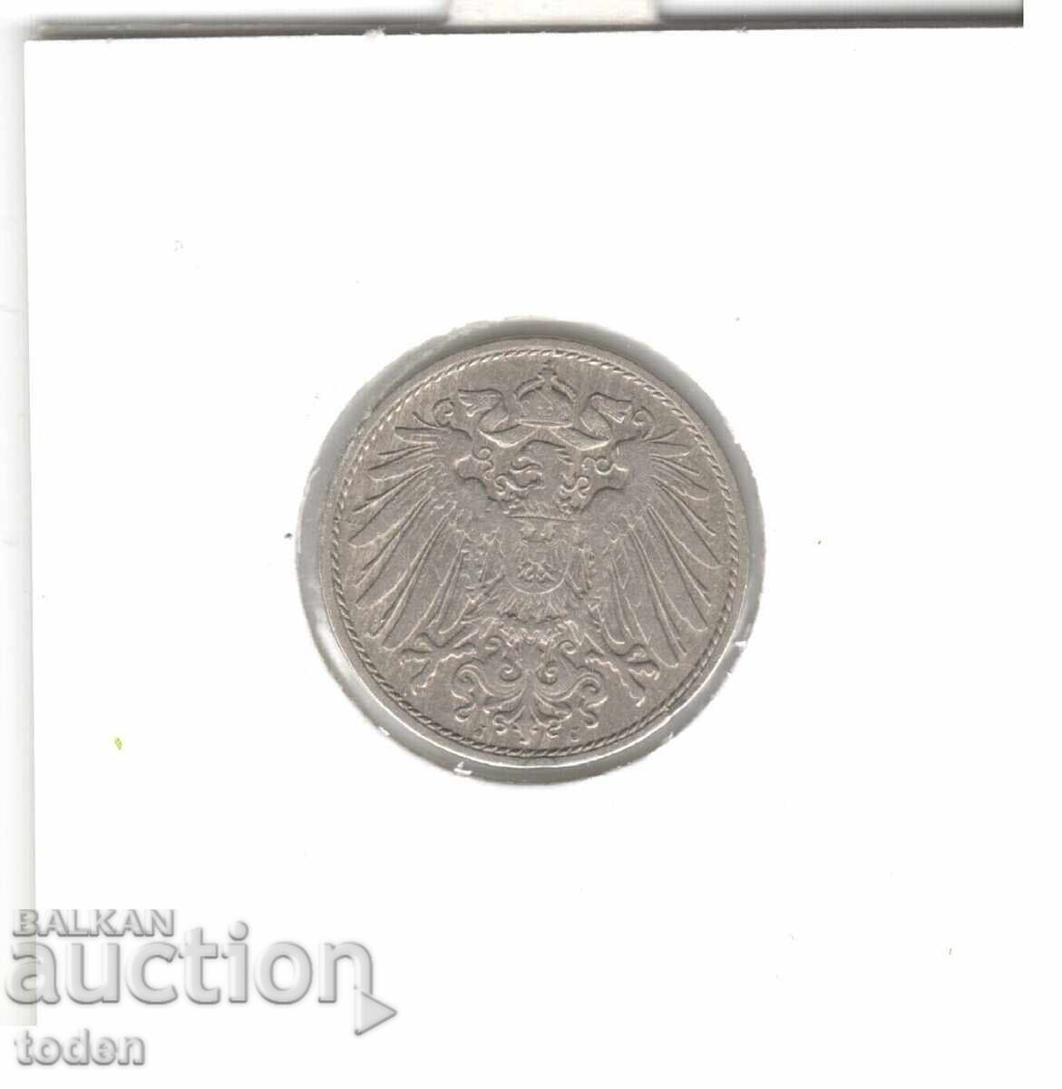 Παράδοση Γερμανία - 10 Pfennig - 1909 J - KM# 12 - Wilhelm II - μικρή ασπίδα