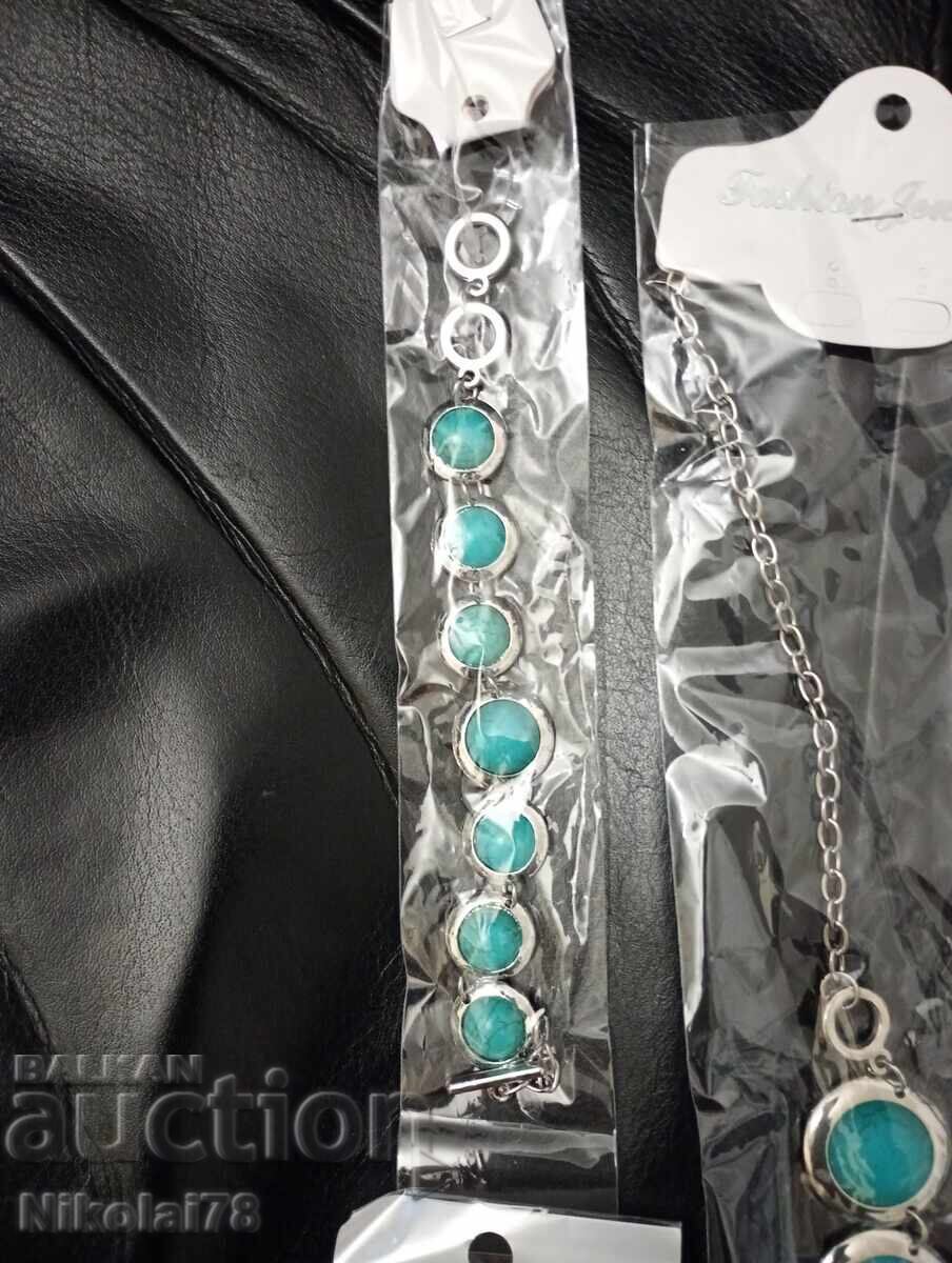 Licitație Set bijuterii Turcoaz - colier, brățară și cercei