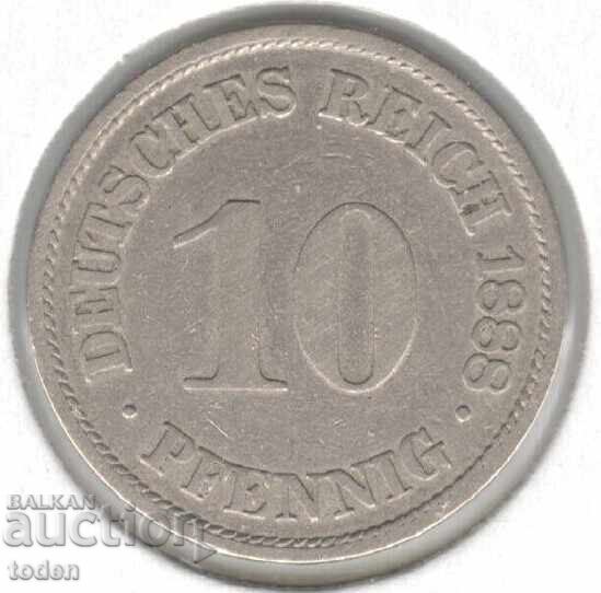 Germany - 10 Pfennig - 1888 A - KM# 4 - Wilhelm I - Large Shield