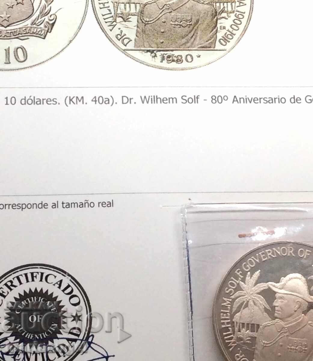 10 Dollars 1980 Western Samoa Governor Wilhelm Solf 32.15g with price 139.00 BGN | € 71.07