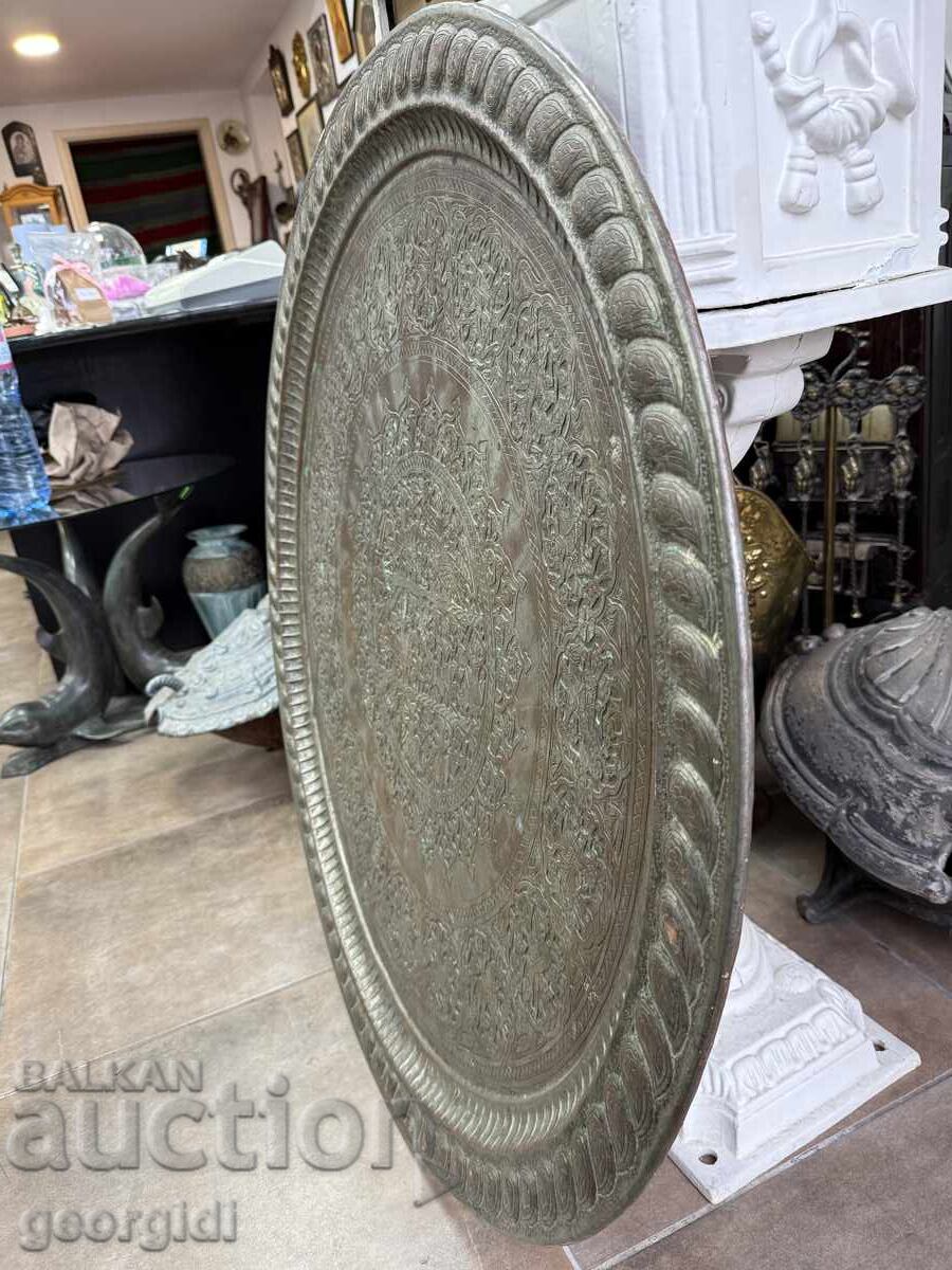 Imensă tavă de cupru persană / otomană sec. XIX nr. 7669 - 5