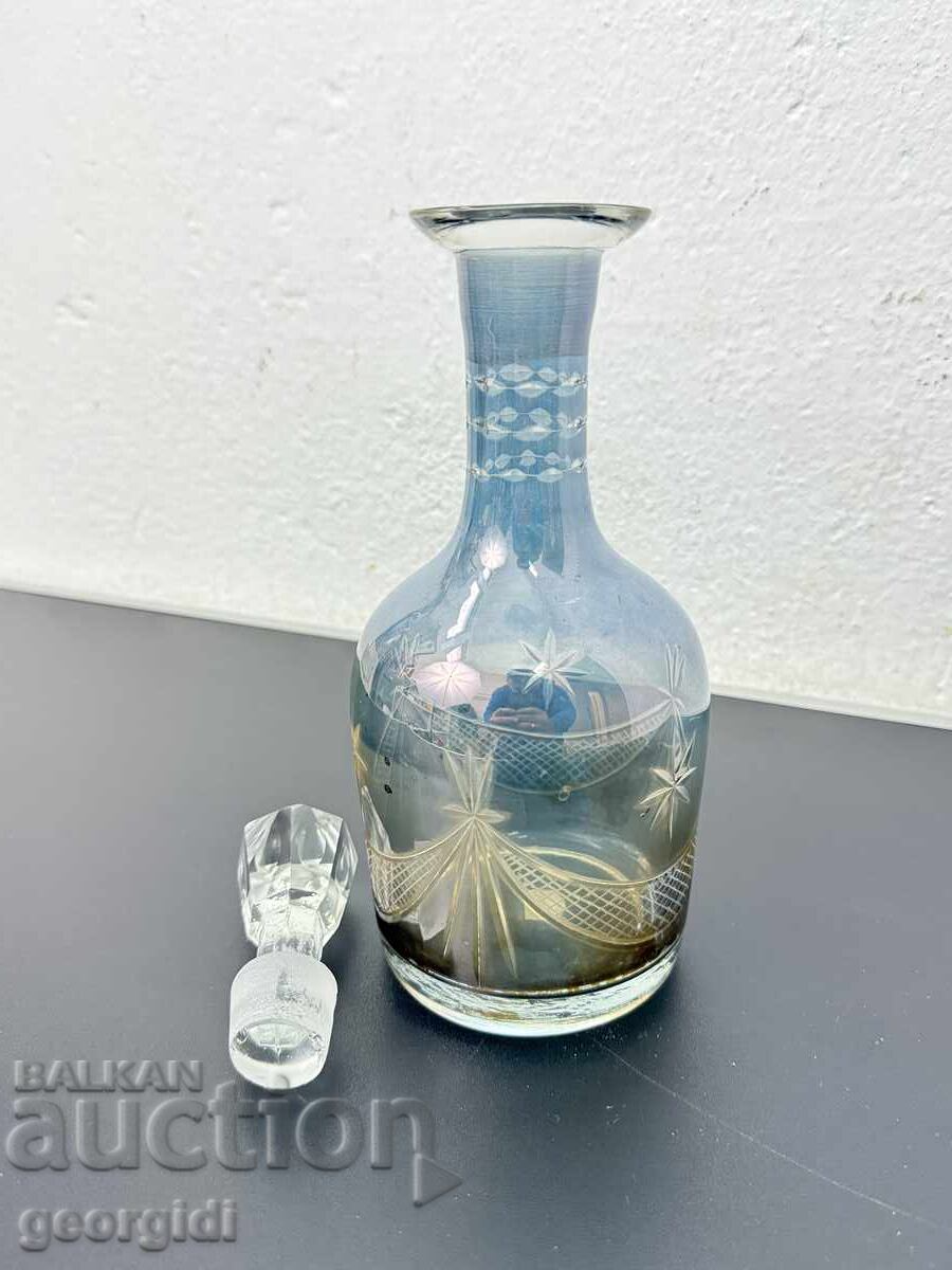 Αντίκα ιριδίζον γυάλινο ντεκάντερ / καράφα / μπουκάλι. Νο. 766 - 7