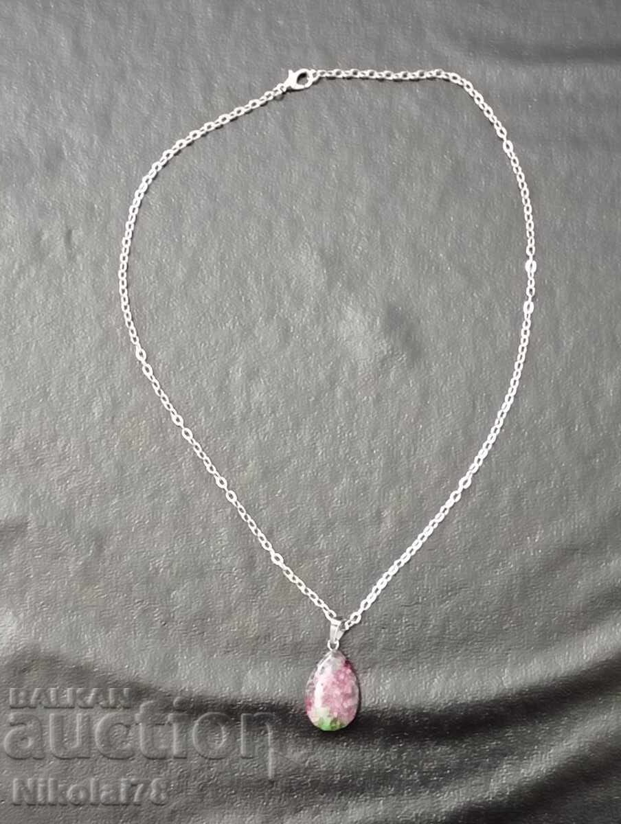Colier nou, Zoisit cu rubin - Pandantiv, Picătură 26×18 mm