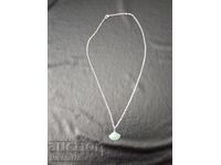 Nouă colier cu pandantiv frunză de Jad 23×15 mm cu lanț de 45cm