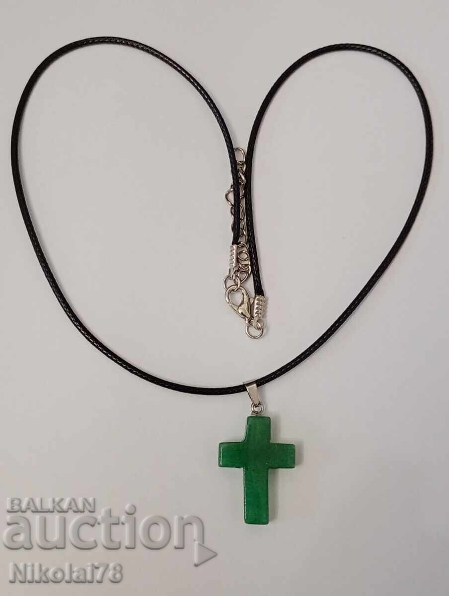 Auction  New Jade Cross Necklace - 25x18 chain 45 cm