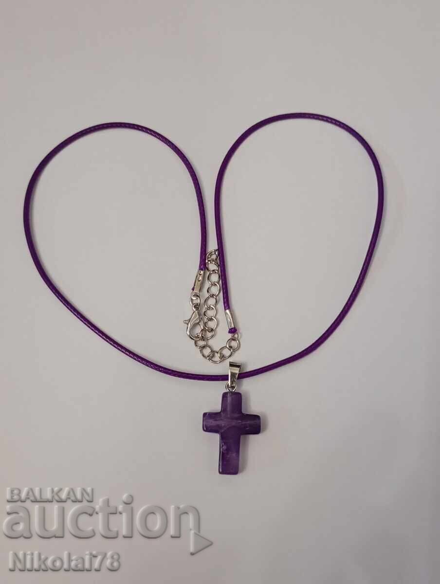 New Amethyst Cross Necklace - 25x18, chain 45 cm with price 25.00 BGN | € 12.78