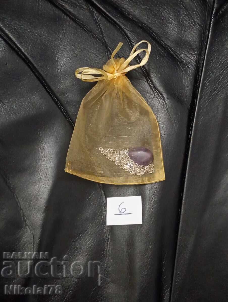 Доставка на Ново колие висулка капка от Аметист - 28×16 верижка 45 см.