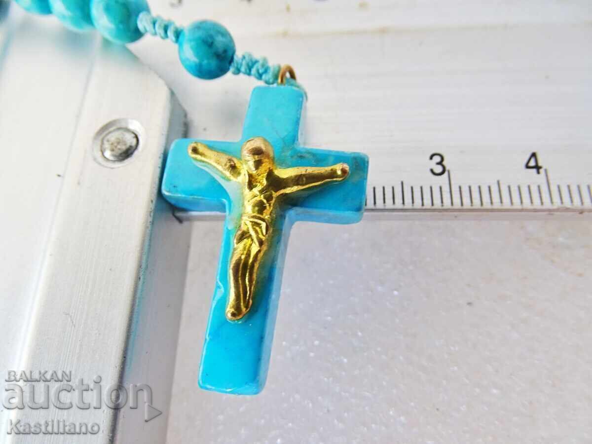 Mărgele cu cruce, răstignire turcoaz - 5