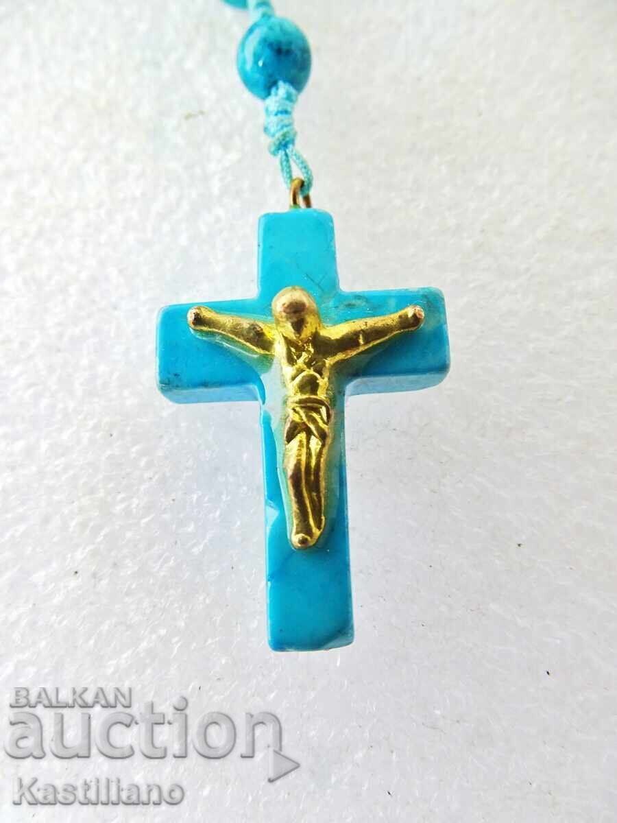 Mărgele cu cruce, răstignire turcoaz - 6 Mărgele cu cruce, răstignire turcoaz - 6