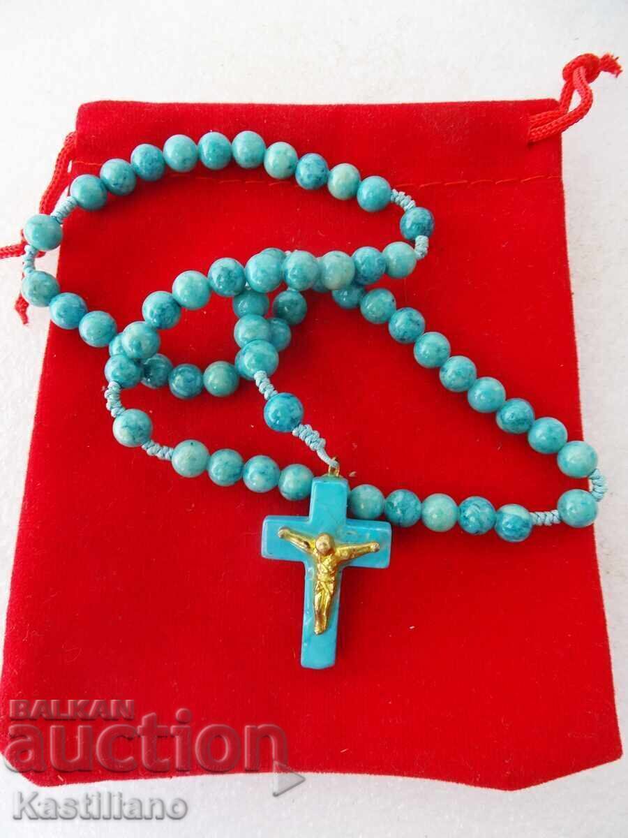 Mărgele cu cruce, răstignire turcoaz