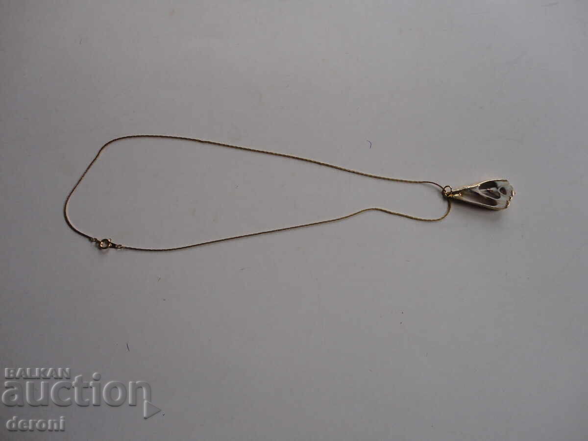 Уникално позлатено колие медальон с обков - 7