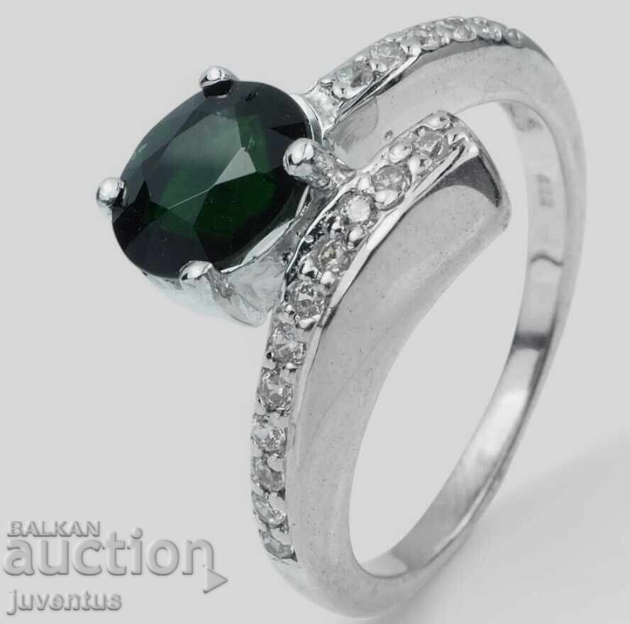 ΑΡΓΥΡΟ ΔΑΧΤΥΛΙΔΙ ΜΕ ΤΣΑΒΟΡΙΤ (ΠΡΑΣΙΝΟΣ ΓΡΑΝΑΤΗΣ) - ΤΑΝΖΑΝΙΑ