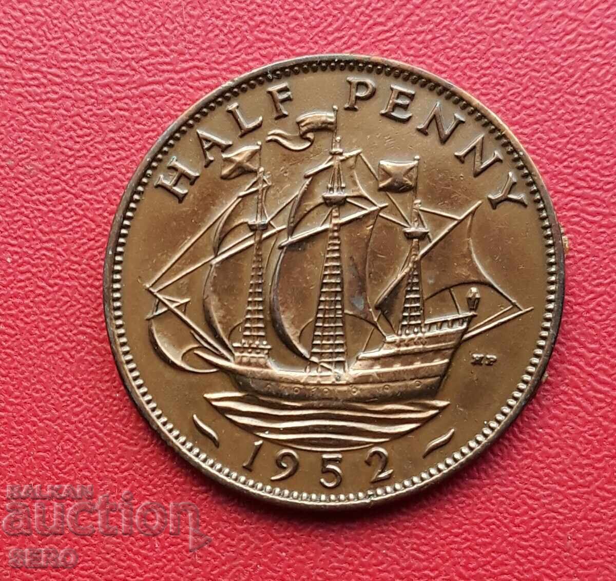UK - 1/2 Penny 1952 - The coin is lacquered
