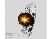 СТРАХОТЕН СРЕБЪРЕН ПРЪСТЕН СЪС ЗВЕЗДЕН САПФИР (ТАЙЛАНД)